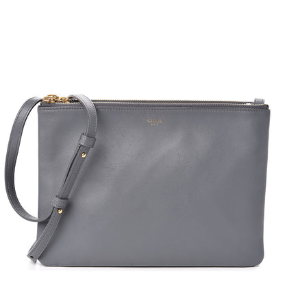 Celine Lambskin Large Trio Crossbody Bag Storm 1 of 12