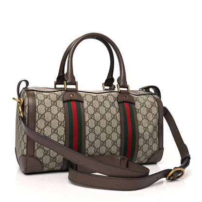 Gucci GG Supreme Monogram Textured Dollar Calfskin Web Small Duffle Bag Beige Ebony 3 of 10