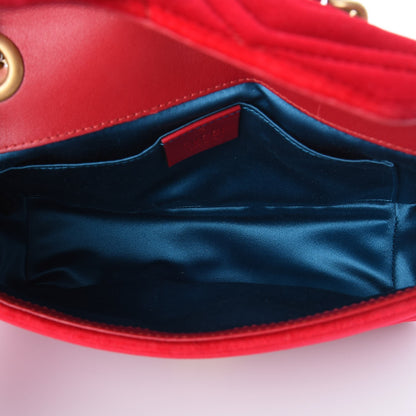 Gucci Velvet Matelasse Mini GG Marmont Shoulder Bag Hibiscus Red 5 of 7