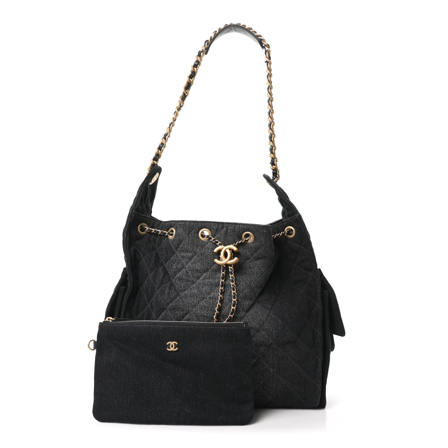 Chanel Washed Denim Quilted Medium Chanel 25 Handbag Black 3 of 11