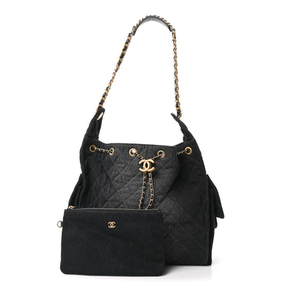 Chanel Washed Denim Quilted Medium Chanel 25 Handbag Black 3 of 11