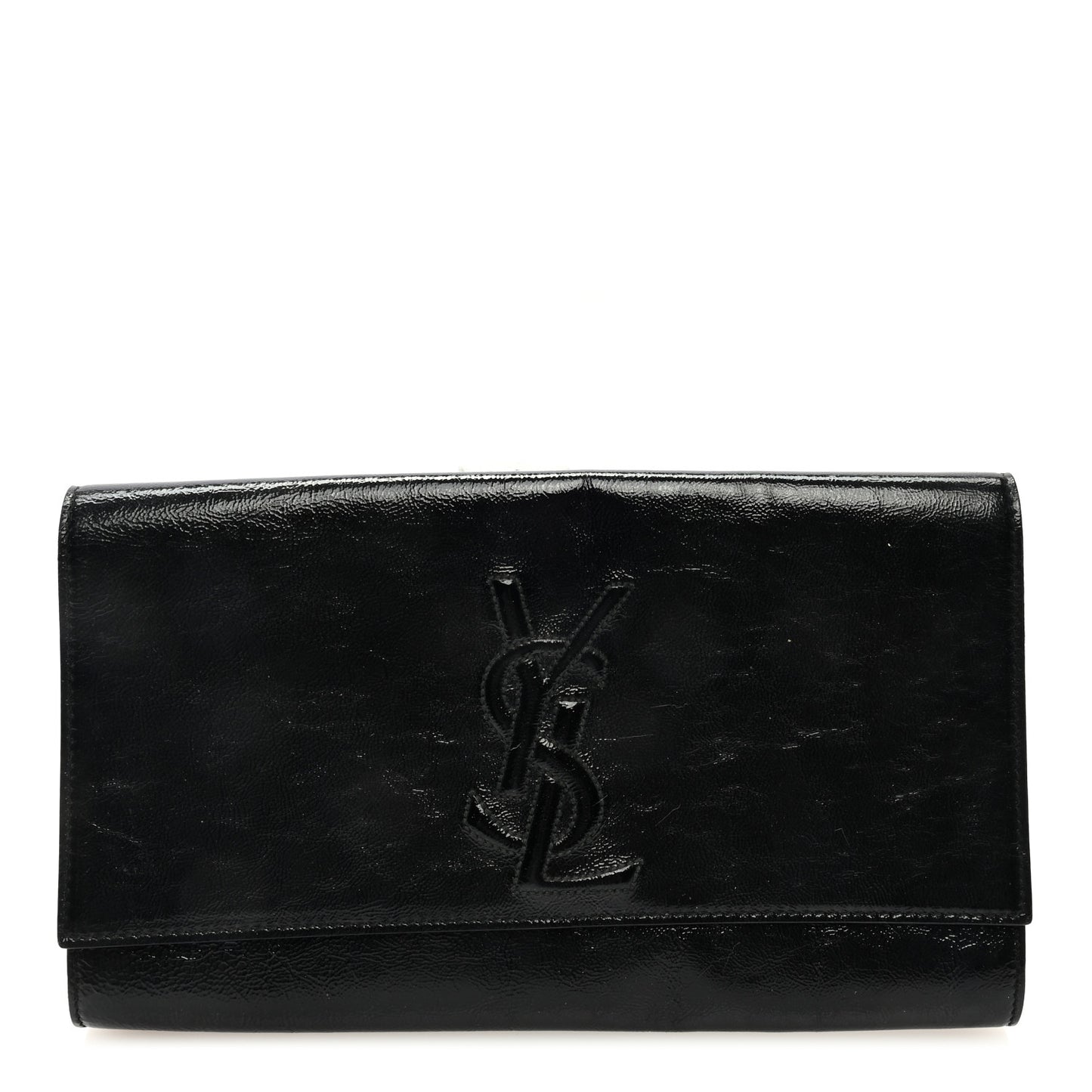 Textured Patent Monogram Large Belle De Jour Clutch Black