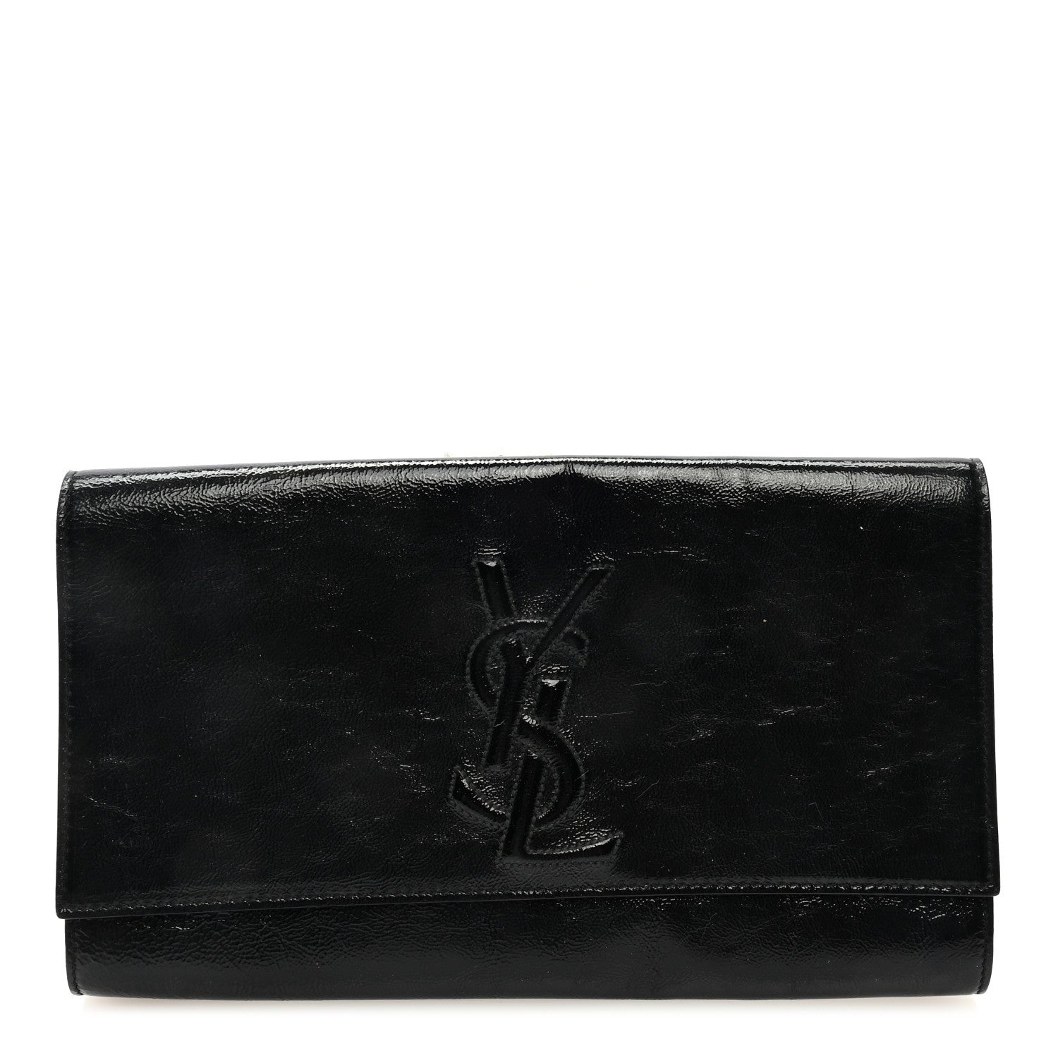 Saint Laurent Textured Patent Monogram Large Belle De Jour Clutch Black 1 of 6