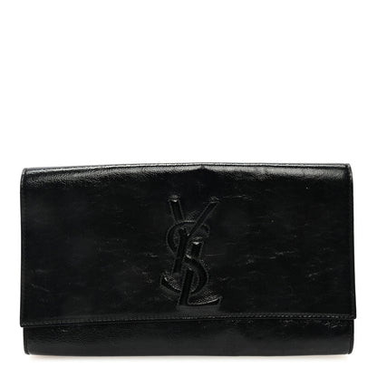 Saint Laurent Textured Patent Monogram Large Belle De Jour Clutch Black 1 of 6
