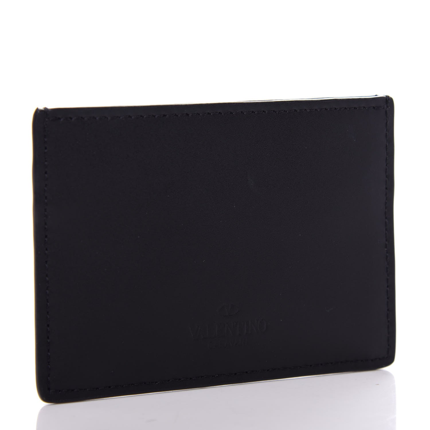 Valentino Garavani Calfskin VLTN Card Holder Black White 3 of 6
