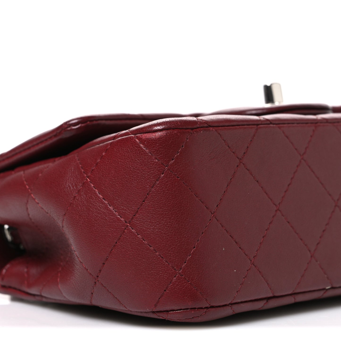 Lambskin Quilted Mini Rectangular Flap Burgundy