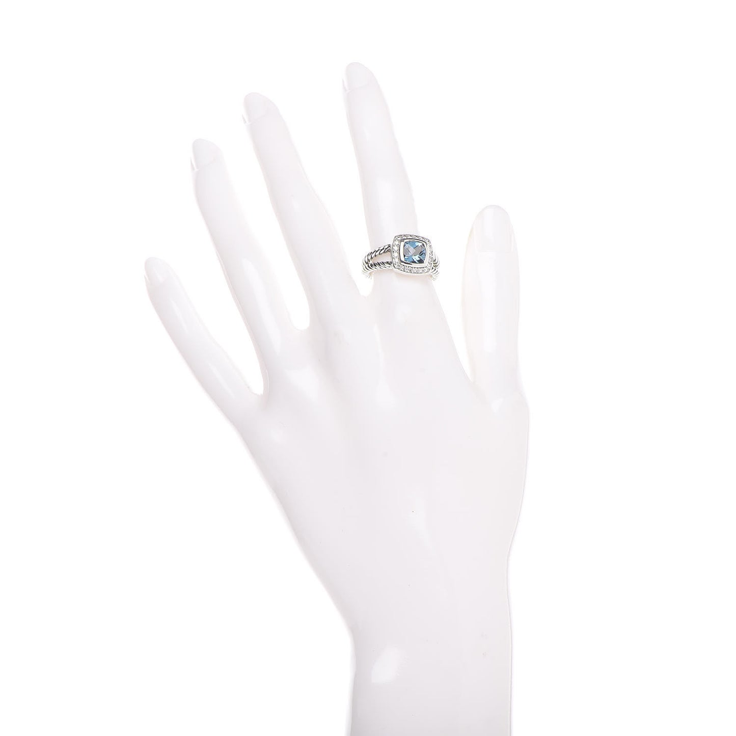 Sterling Silver Diamond Blue Topaz 7mm Petite Albion Ring 51 5.75