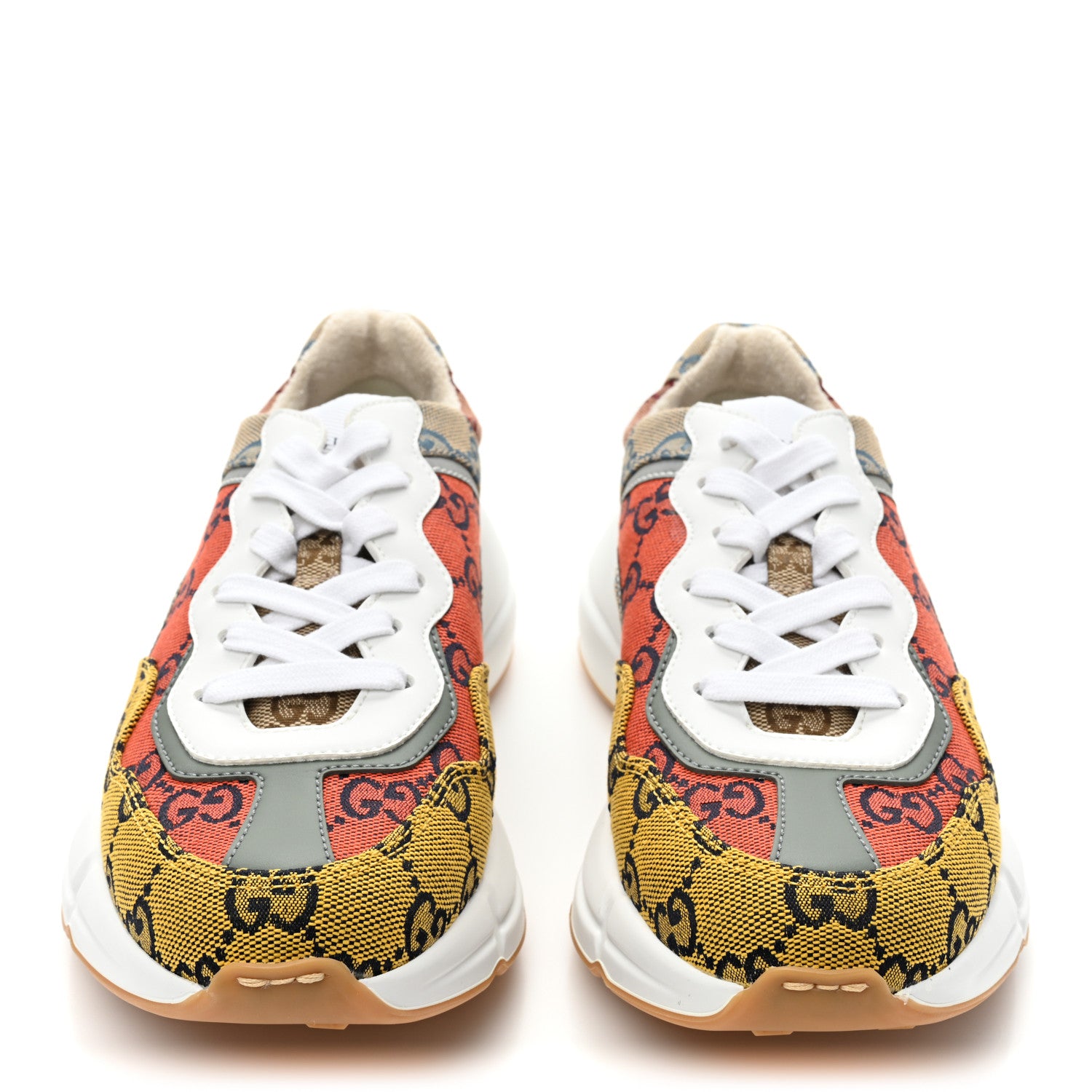 Gucci Monogram Multicolor Demetra Womens Rhyton Sneakers 36 Yellow Blue Great White Tabasco 2 of 8