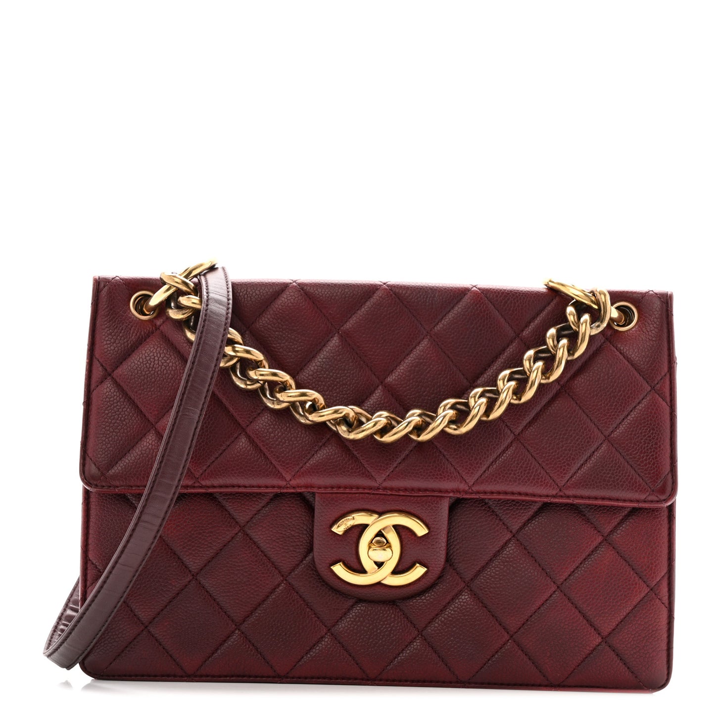 Caviar Quilted Large Retro Class Flap Burgundy