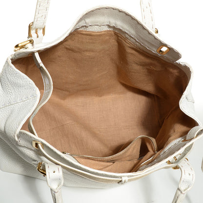 Fendi Calfskin Romano Selleria Large Villa Borghese Tote Bianco 5 of 9