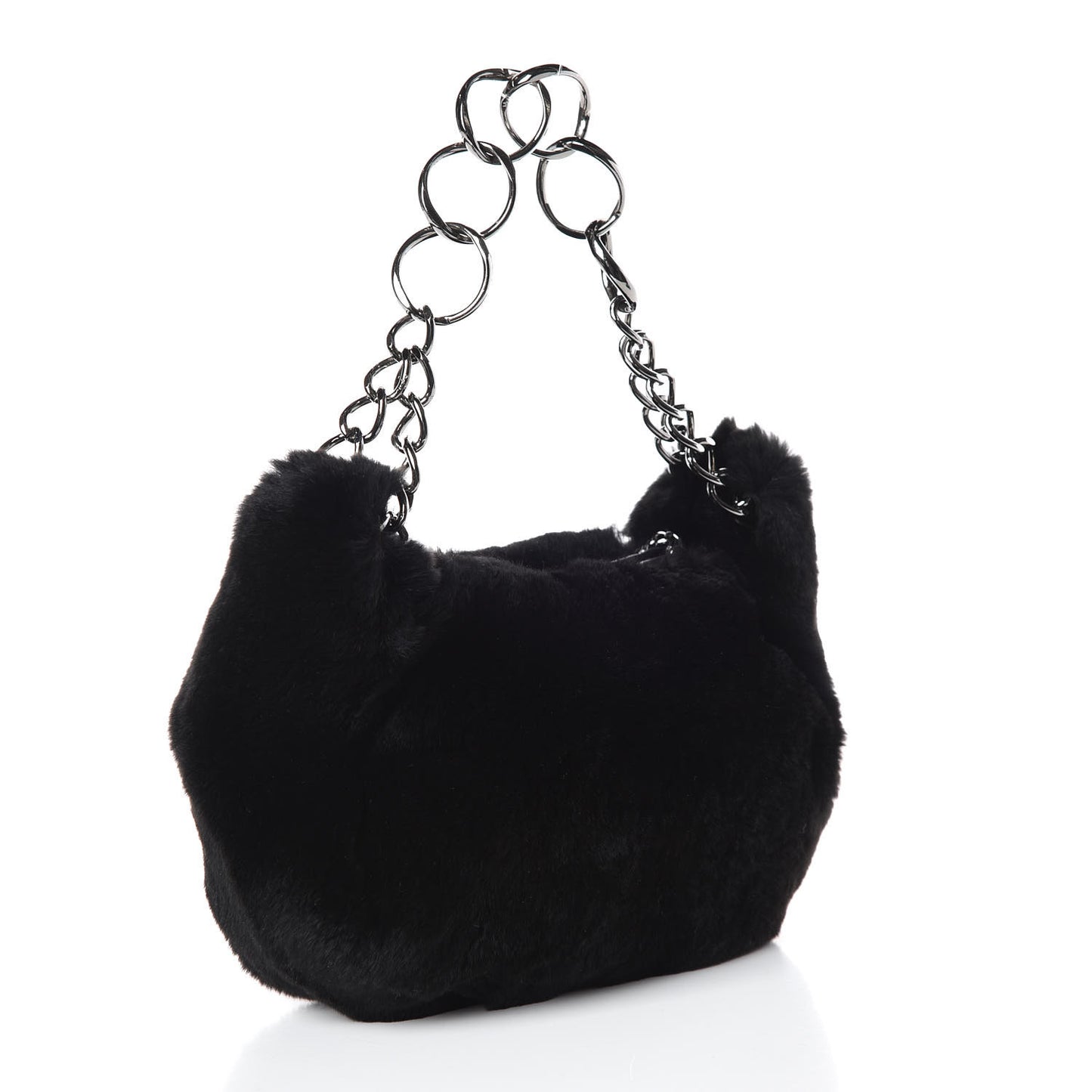 Lapin Rabbit Fur Shoulder Bag Black