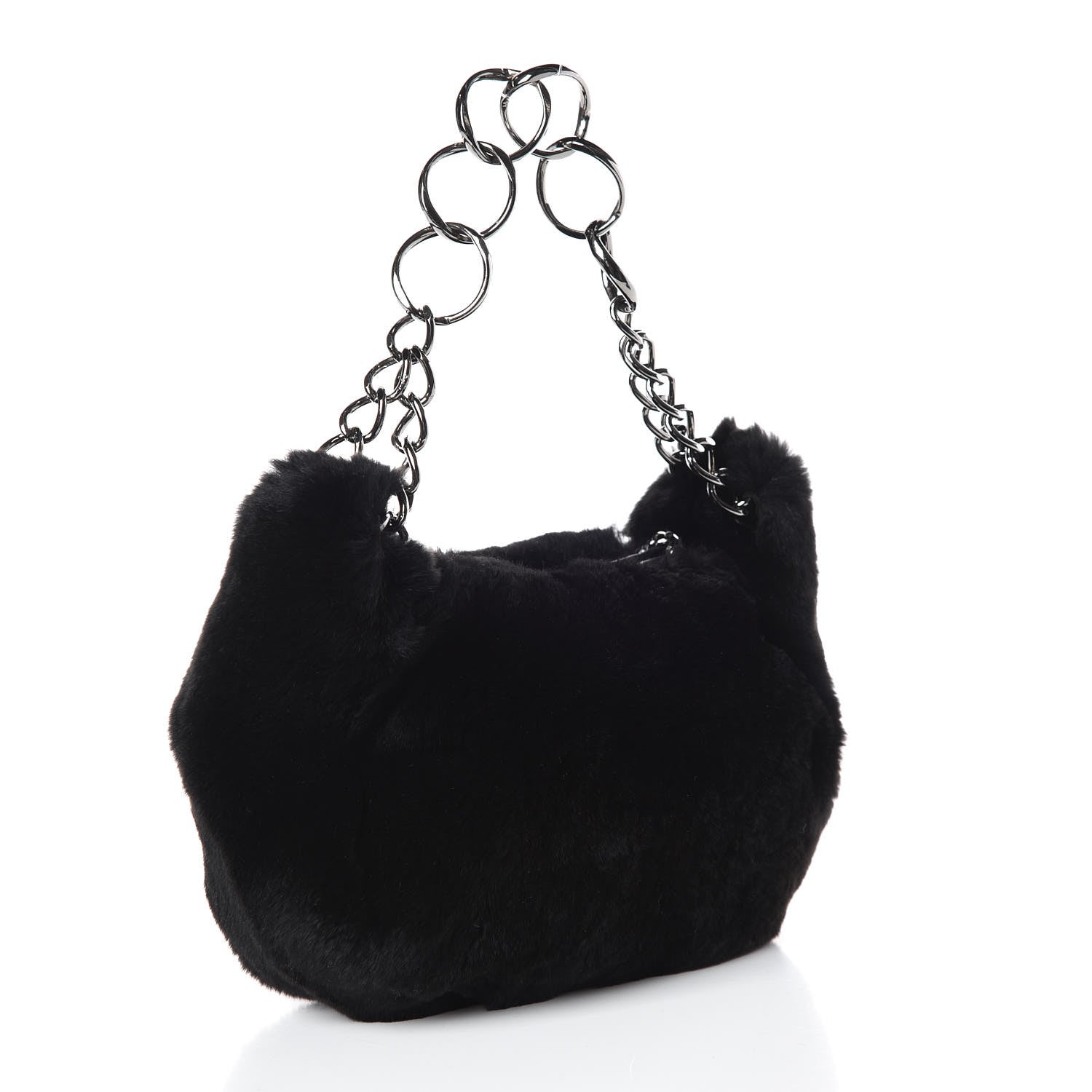 Chanel Lapin Rabbit Fur Shoulder Bag Black 4 of 8