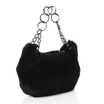 Chanel Lapin Rabbit Fur Shoulder Bag Black 4 of 8