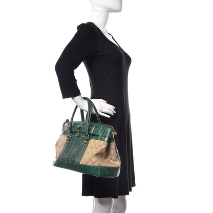 Gucci Monogram Crocodile Web Secret Top Handle Satchel Green 2 of 9