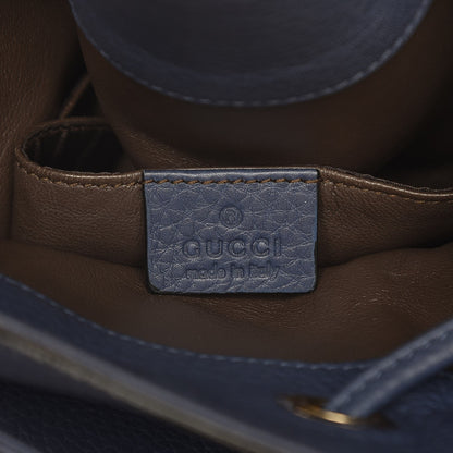 Gucci Pebbled Calfskin Miss Bamboo Bucket Bag Blue 7 of 8