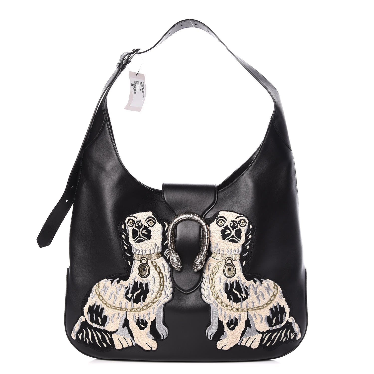 Gucci Calfskin Dog Embroidered Extra Large Dionysus Hobo Black 1 of 9