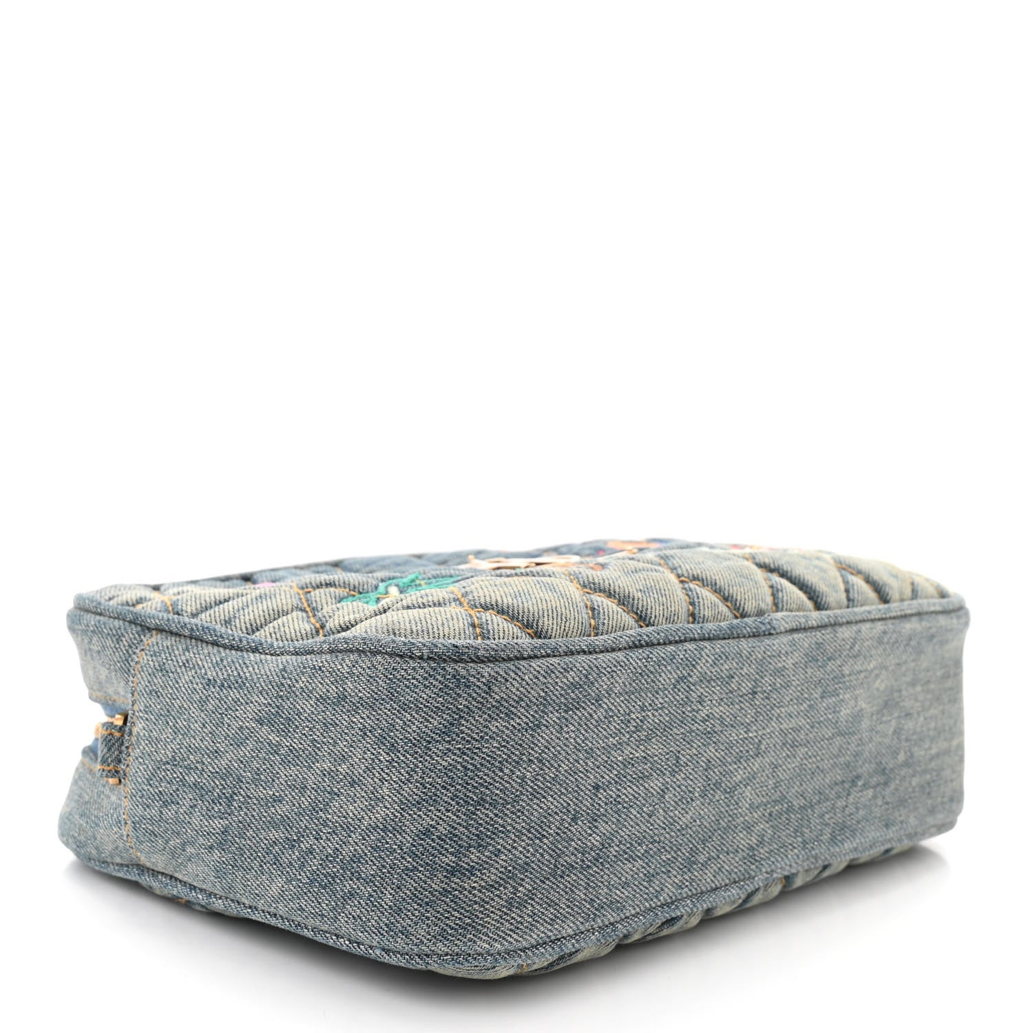 Saint Laurent Denim Matelasse Quilted Summer Embroidered Classic Monogram Camera Bag Blue 4 of 11