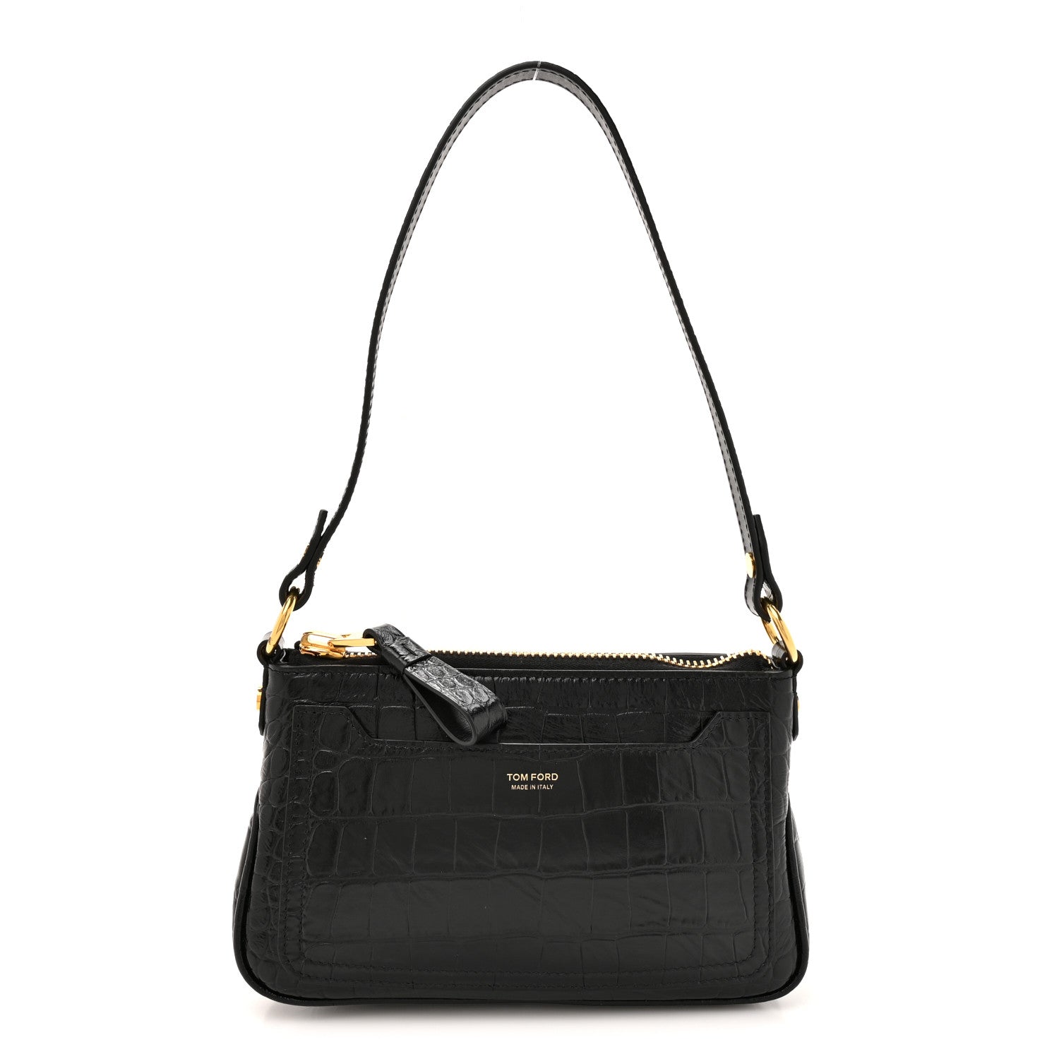 Tom Ford Crocodile Embossed Calfskin Shoulder Bag Black 1 of 9