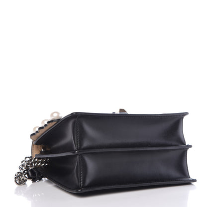 Fendi Vitello Liberty Pearl Scalloped Studded Small Kan I Shoulder Bag Black 4 of 8
