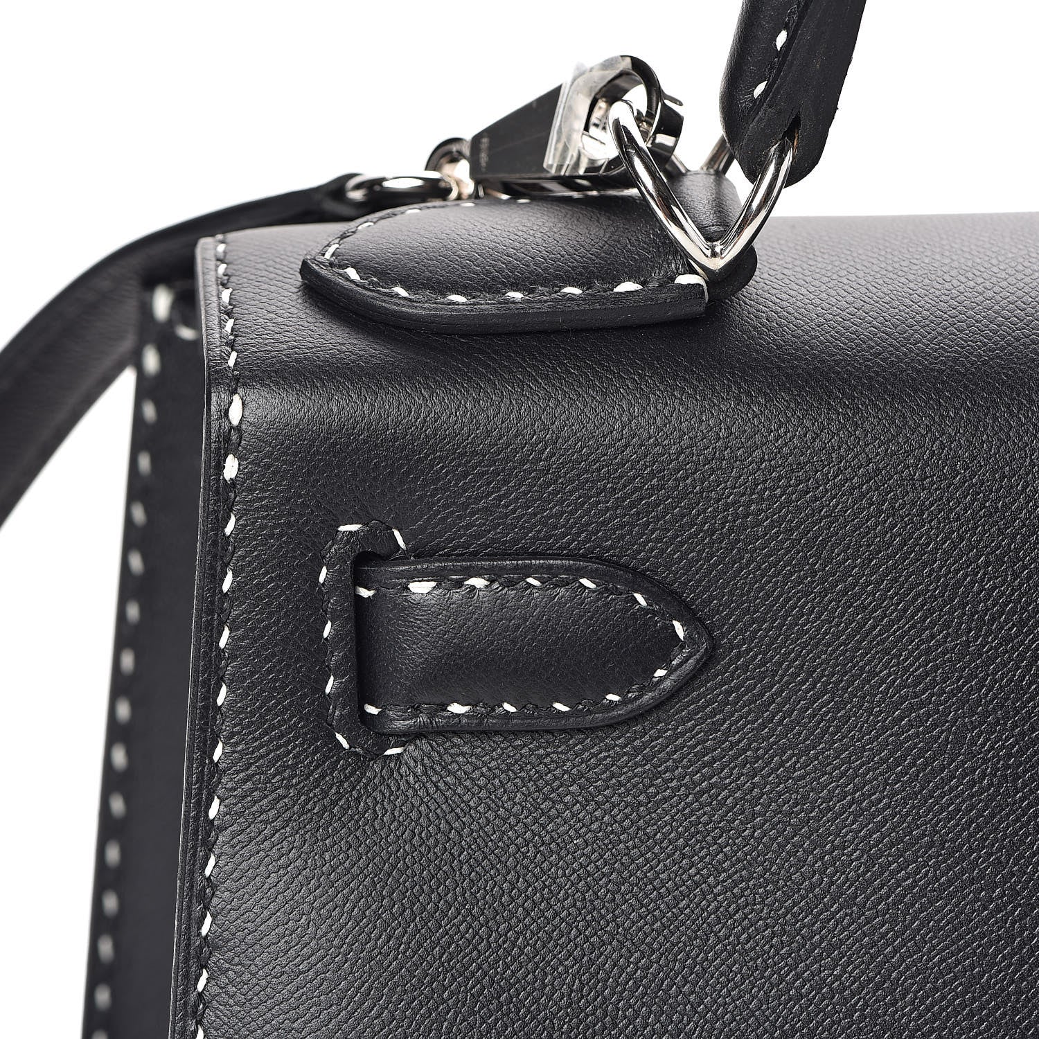 Hermes Grained Monsieur Un Point Sur Deux Kelly Sellier 28 Black 24 of 36