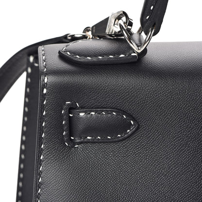 Hermes Grained Monsieur Un Point Sur Deux Kelly Sellier 28 Black 24 of 36