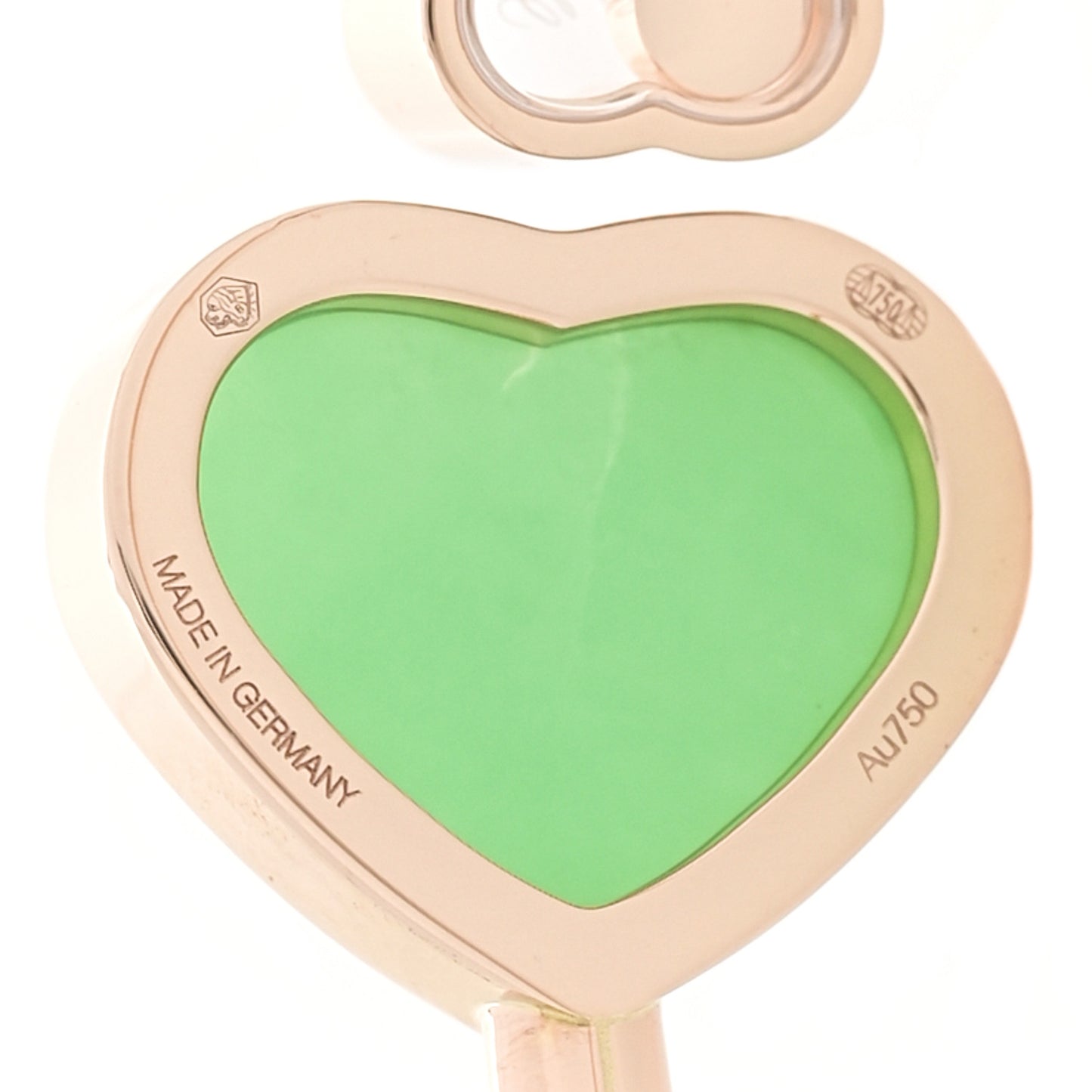 18K Rose Gold Diamond Green Agate Happy Hearts Bangle Bracelet