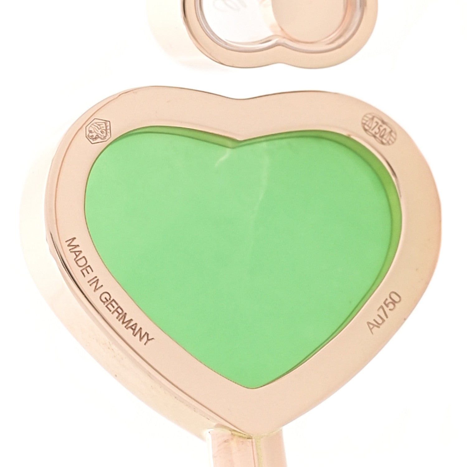Chopard 18K Rose Gold Diamond Green Agate Happy Hearts Bangle Bracelet 4 of 5