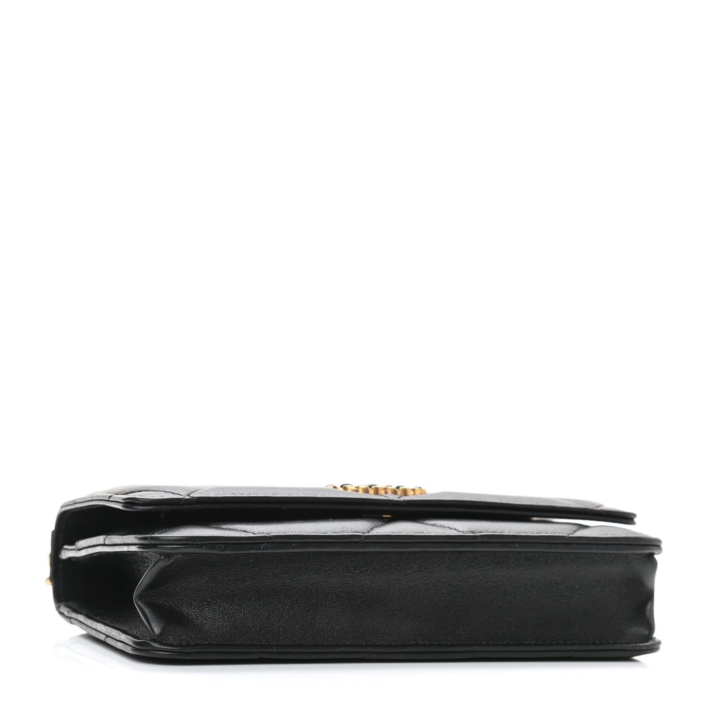 Lambskin Quilted Chanel 19 Wallet On Chain WOC Black
