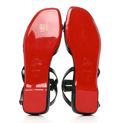 Christian Louboutin Calfskin Studded Galerietta Flat Sandals 38.5 Black 6 of 8