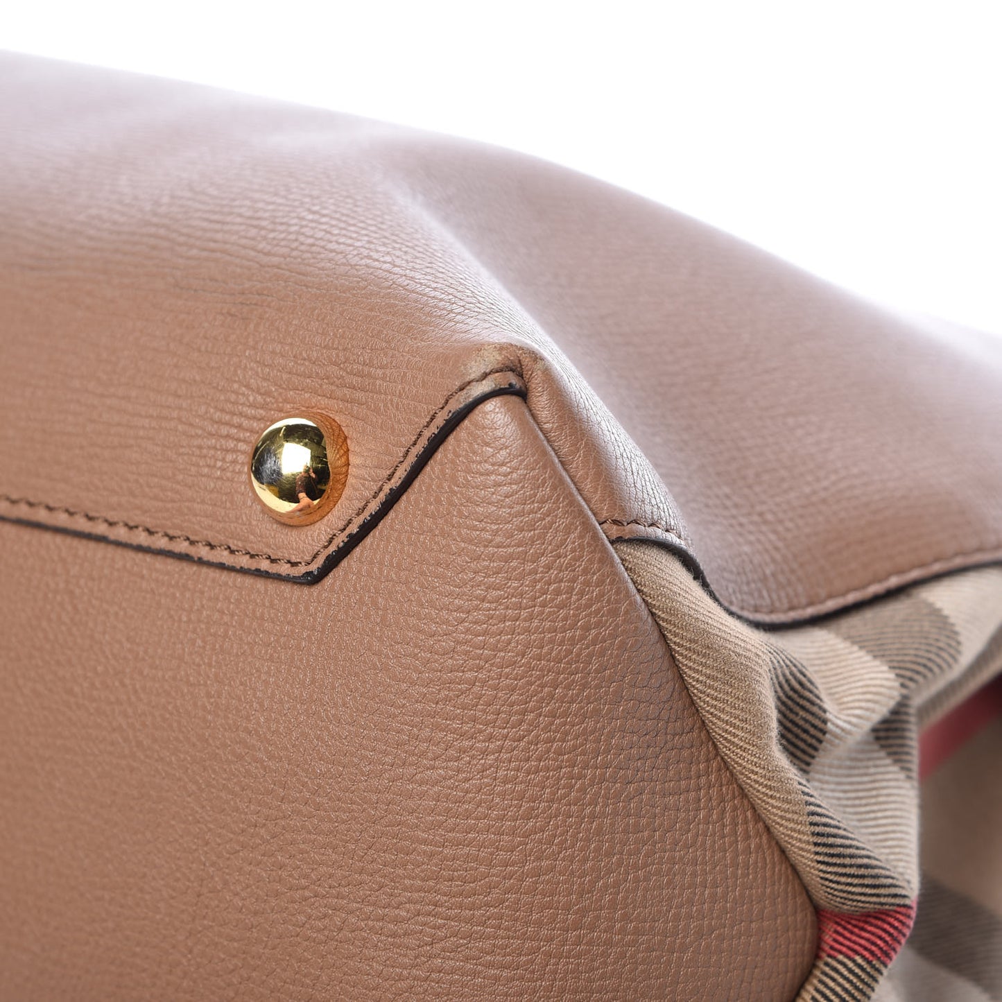 Grainy Calfskin House Check Medium Banner Tote Dark Sand