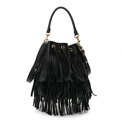 Saint Laurent Calfskin Small Emmanuelle Fringe Bucket Bag Black 1 of 11