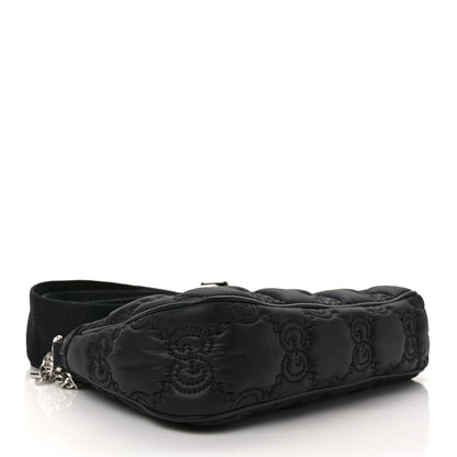 Gucci Nylon Calfskin Enamel GG Matelasse Chain Handbag Black 4 of 9