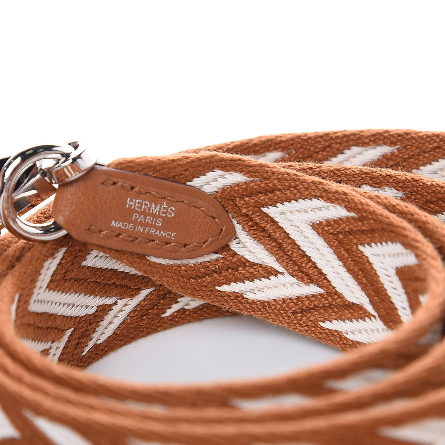 Hermes Toile Swift 25mm Sangle ZigZag Shoulder Strap Gold White 3 of 5