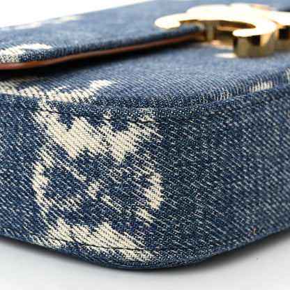 Celine Denim Triomphe Chain Shoulder Bag Navy Tan 10 of 11