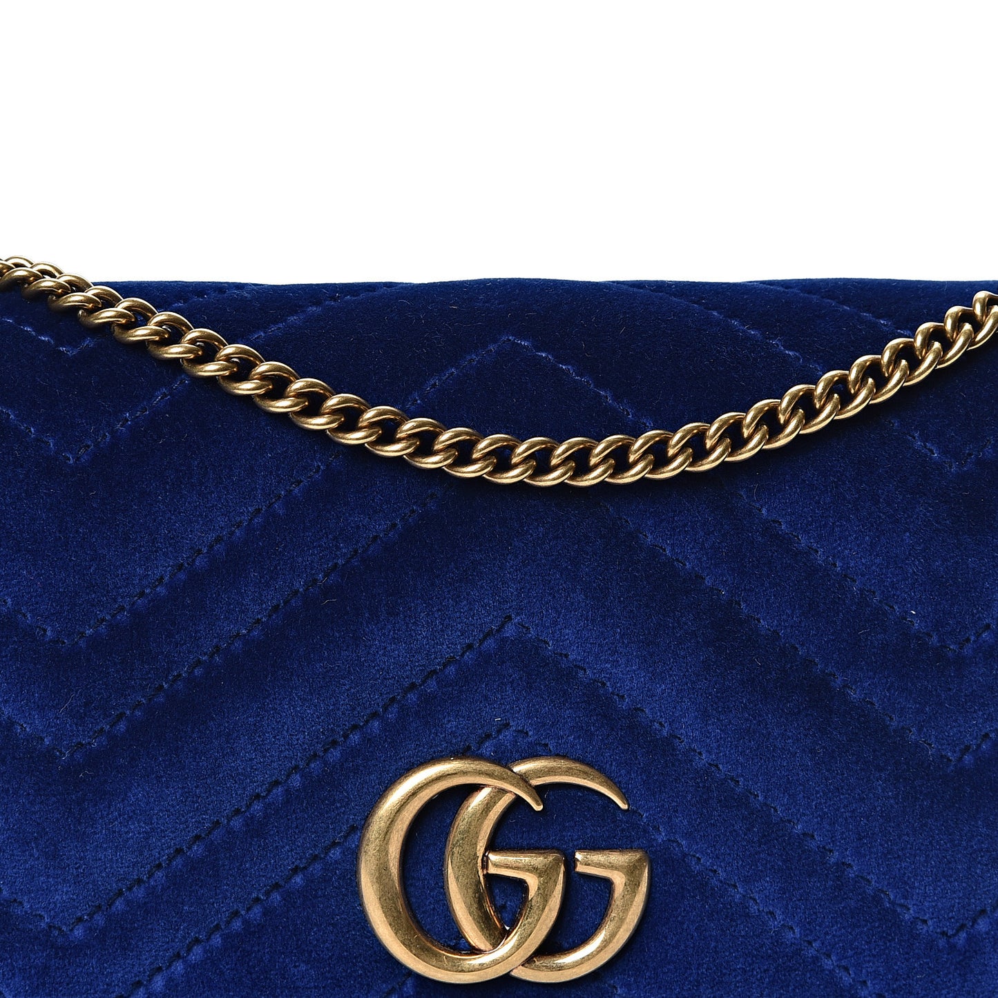 Velvet Matelasse GG Marmont Mini Bag Cobalt Blue