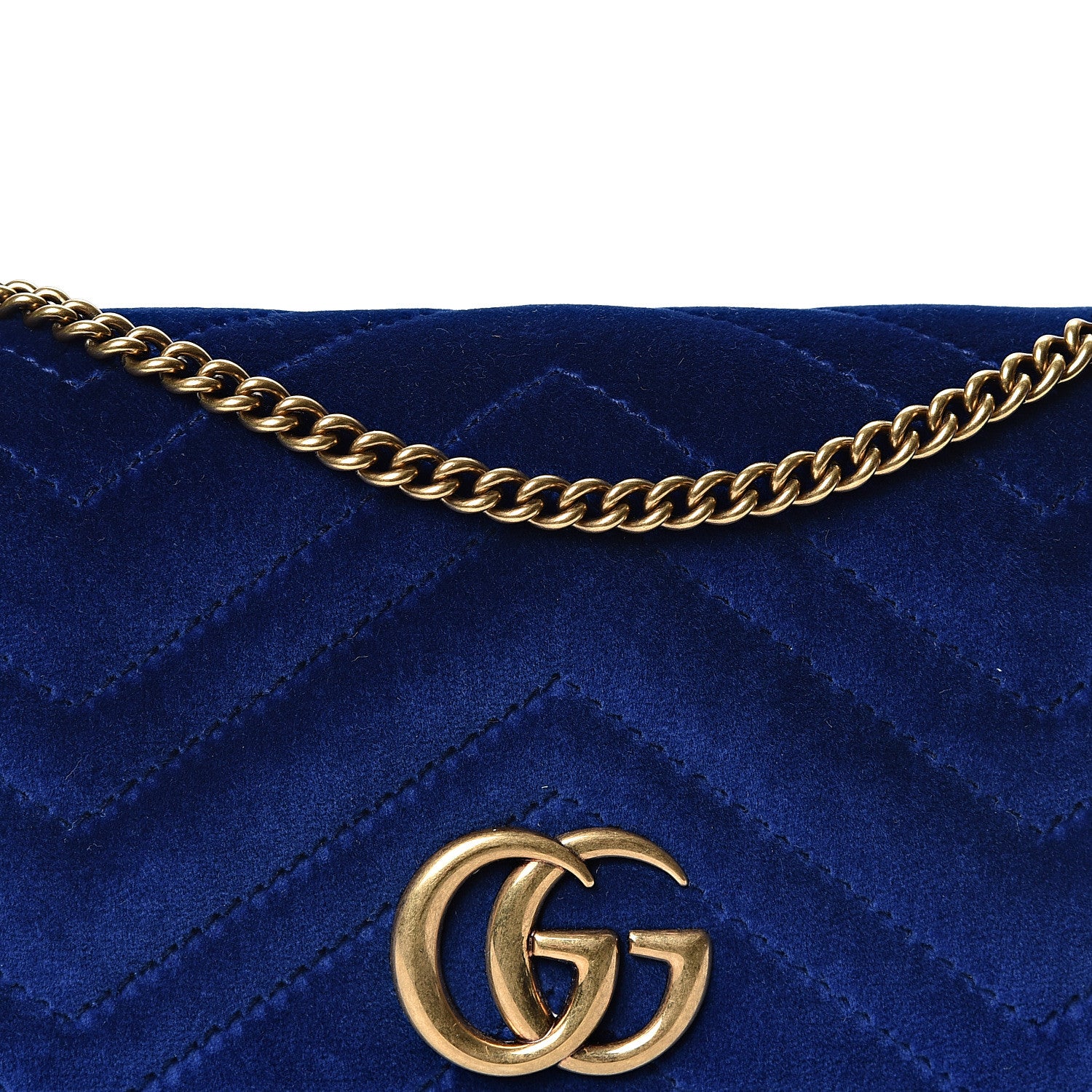 Gucci Velvet Matelasse GG Marmont Mini Bag Cobalt Blue 6 of 9