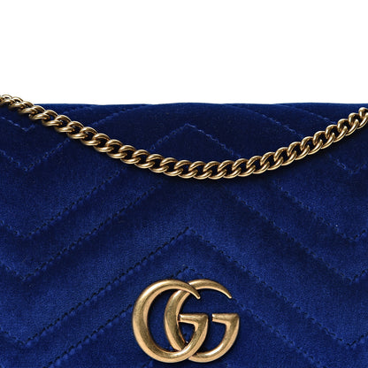 Gucci Velvet Matelasse GG Marmont Mini Bag Cobalt Blue 6 of 9