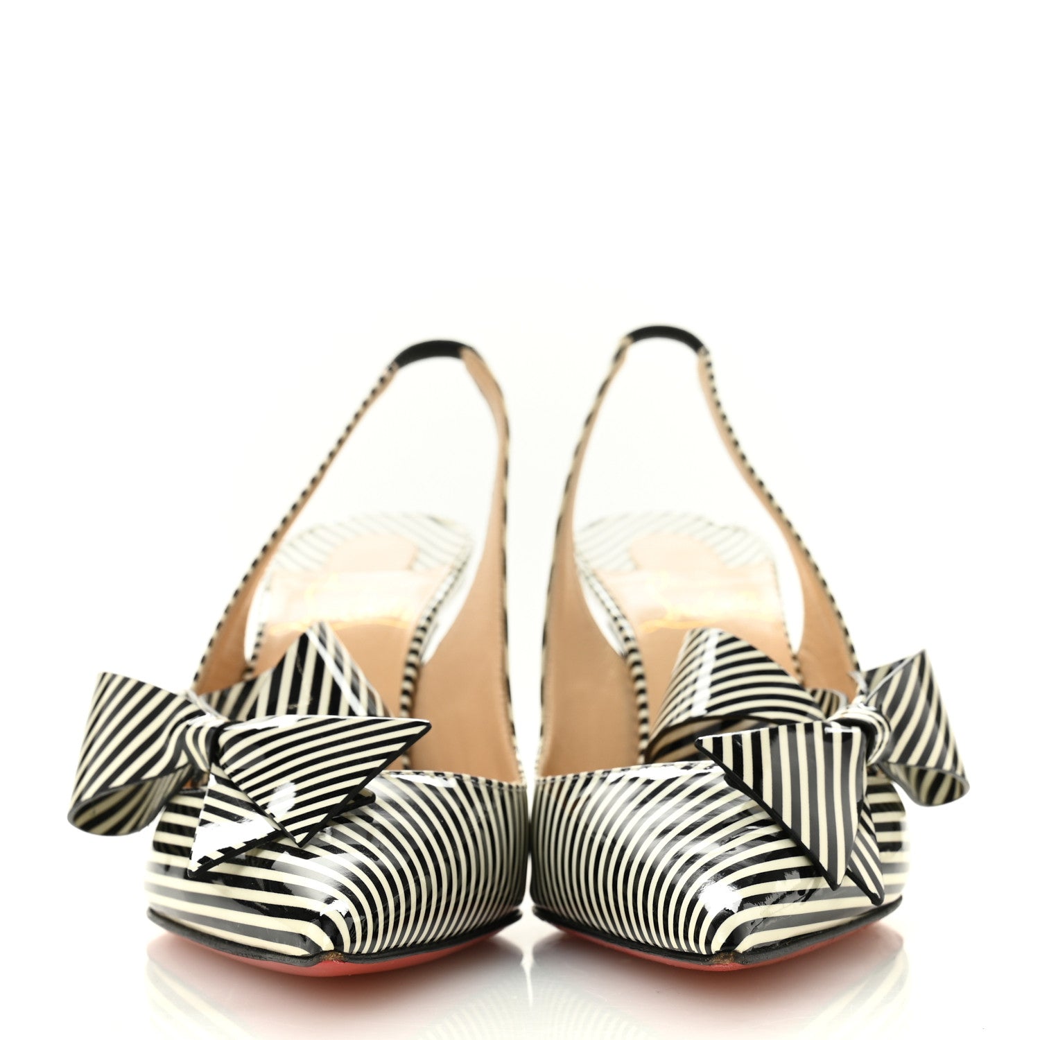 Christian Louboutin Patent Stripes Clare Nodo 80 Pumps 35 Black White 3 of 11