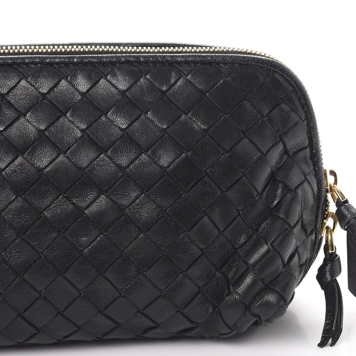 Nappa Intrecciato Medium Cosmetic Pouch Bag Black