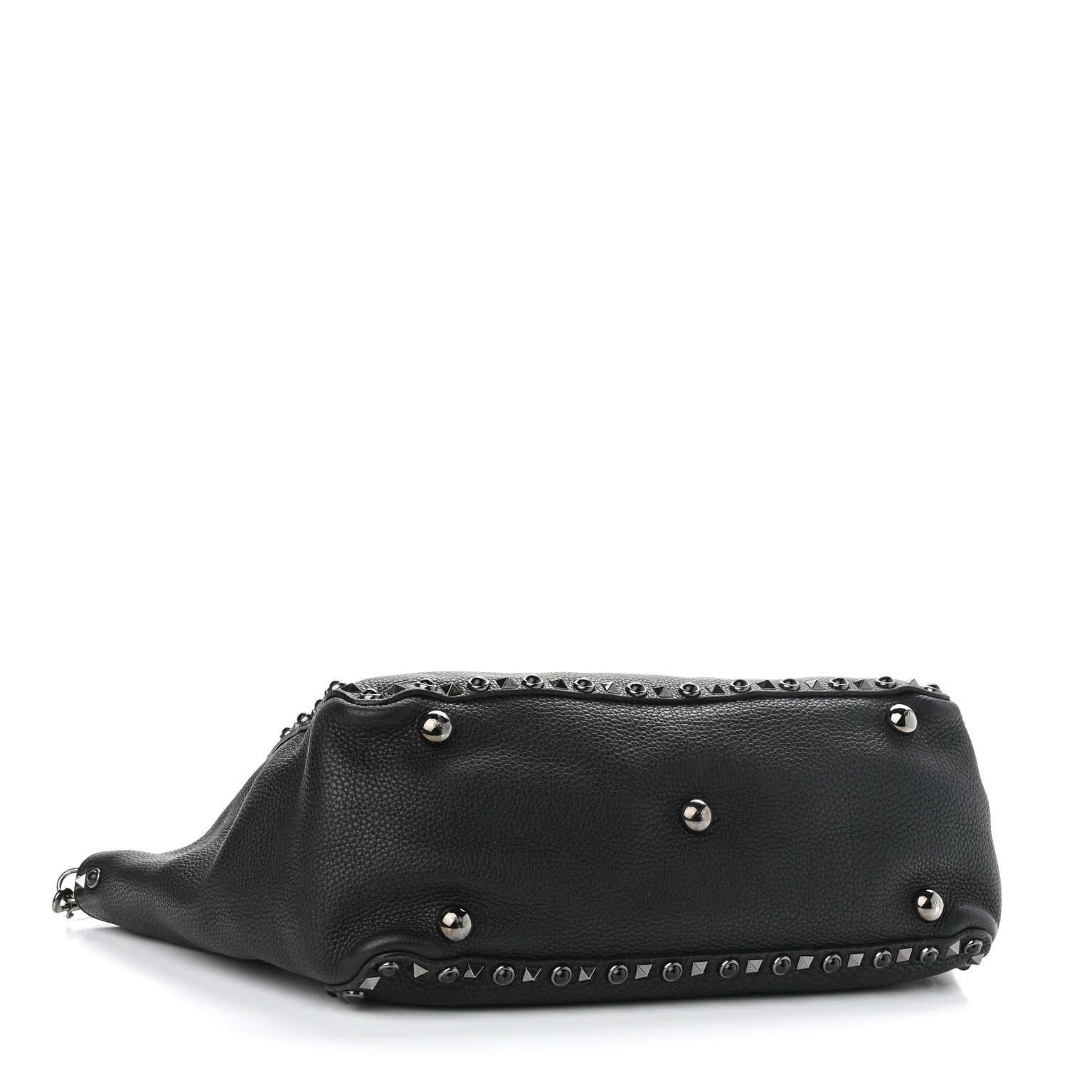 Valentino Garavani Grained Calfskin Onyx Medium Rockstud Rolling Tote Black 4 of 9