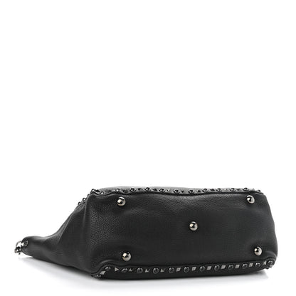 Valentino Garavani Grained Calfskin Onyx Medium Rockstud Rolling Tote Black 4 of 9