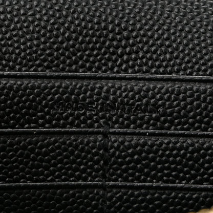 Saint Laurent Grain De Poudre Matelasse Chevron Monogram Chain Wallet Black 7 of 13