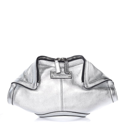Alexander McQueen Metallic Lambskin De Manta Clutch Silver 1 of 8