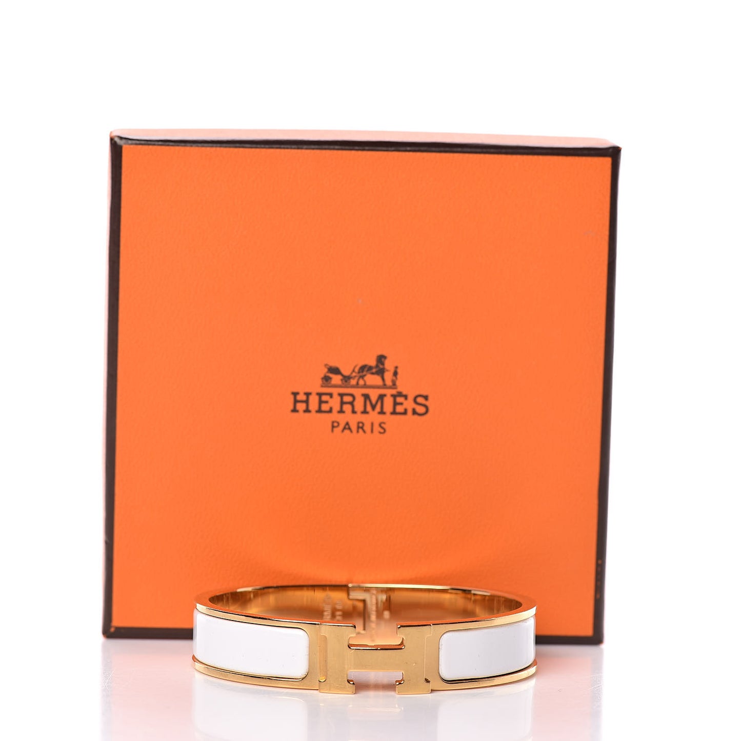 Enamel Narrow Clic Clac H Bracelet PM White