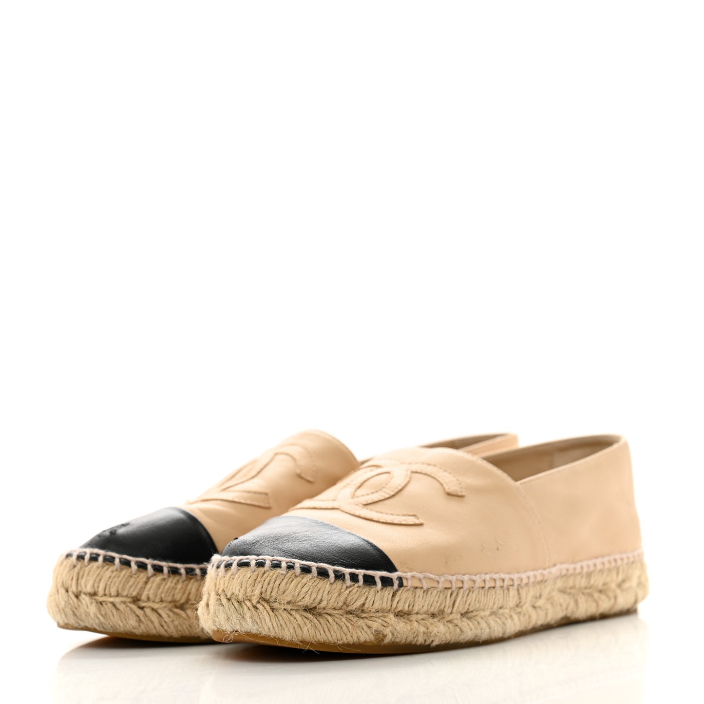 Lambskin CC Espadrilles 38 Beige Black