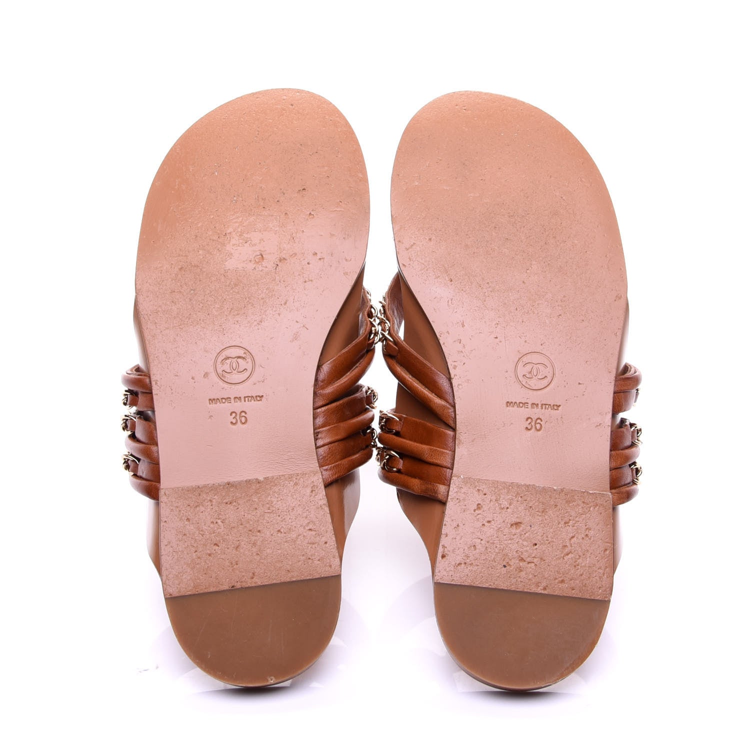 Chanel Calfskin Chain CC Thong Flat Sandals 36 Beige 9 of 11