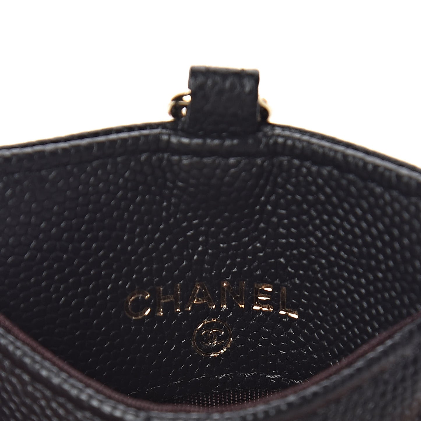 Caviar Quilted Card Holder On Chain Black