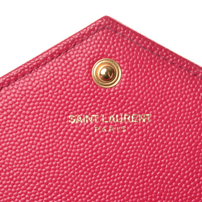 Saint Laurent Grain De Poudre Matelasse Chevron Monogram Envelope Chain Wallet Bubblegum 6 of 9