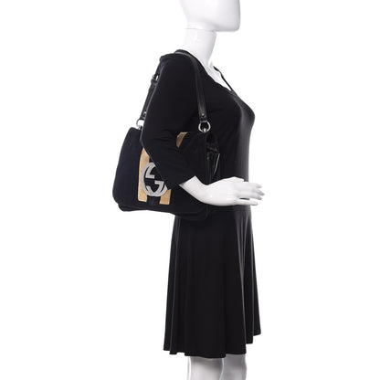 Gucci Velvet Web Blondie Medium Shoulder Flap Bag Black White 2 of 16