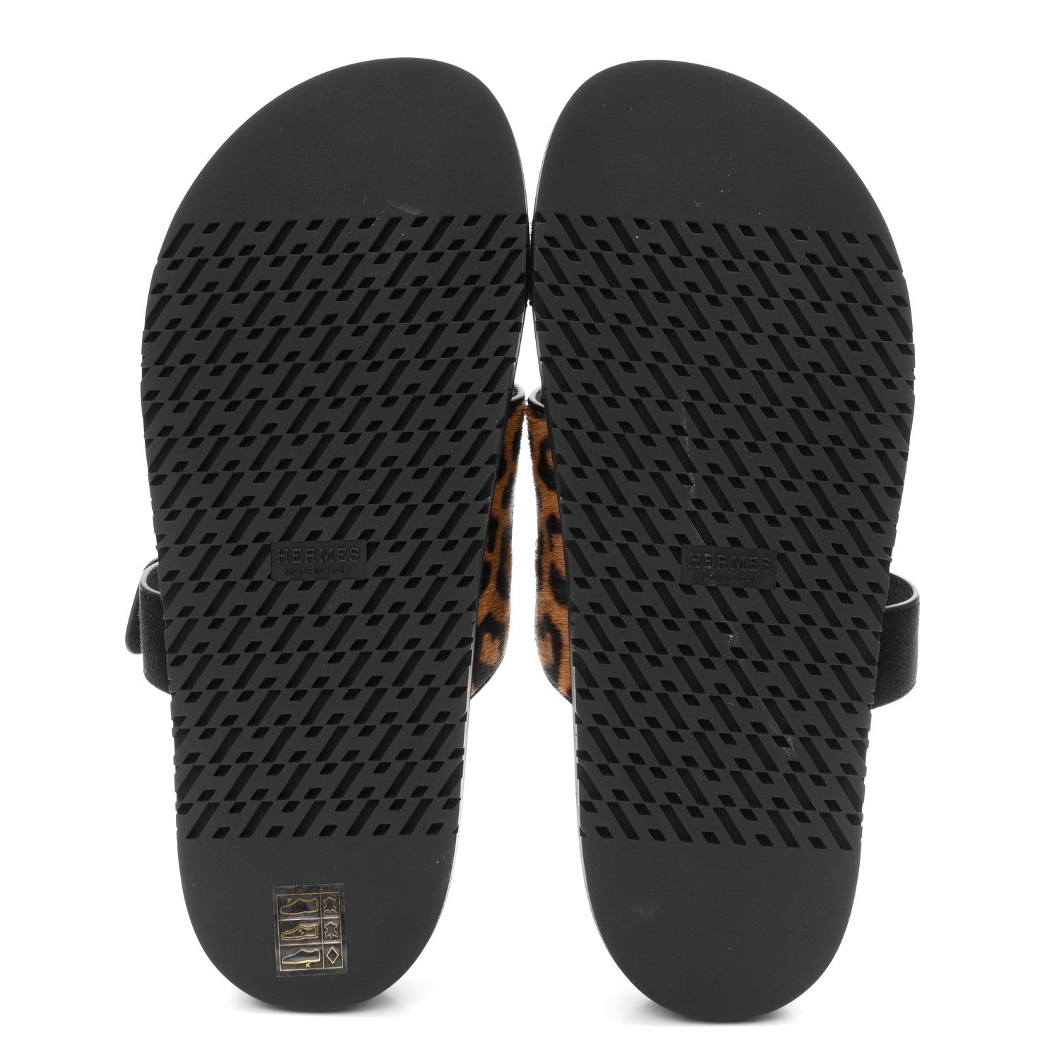 Hermes Moire Calfskin Suede Goatskin Womens Leopard Chypre Sandals 40 Gold Black 6 of 9